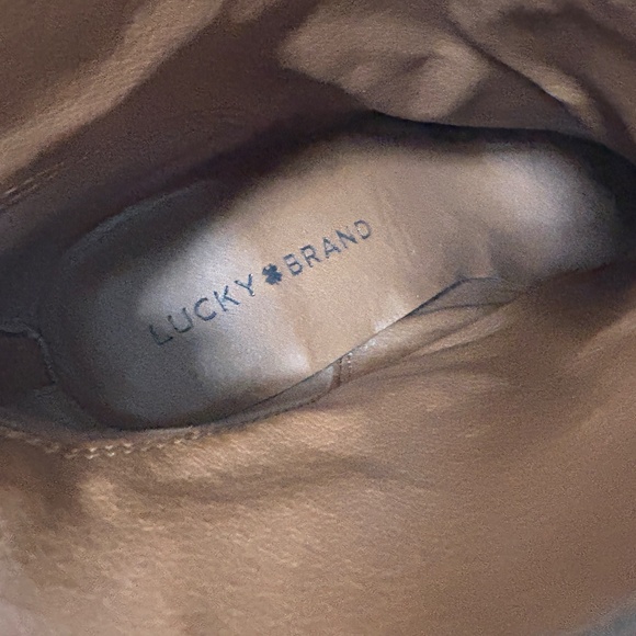 Lucky Brand suede ankle boots, heels, back zipper, leather upper, ladies 7.5 - Picture 7 of 8